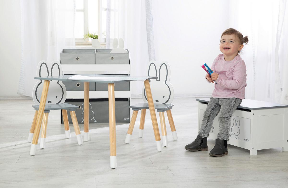 Kindersitzgruppe 450019d210 Miffy - Dunkelgrau/Weiß, Basics, Holz/Holzwerkstoff - Roba