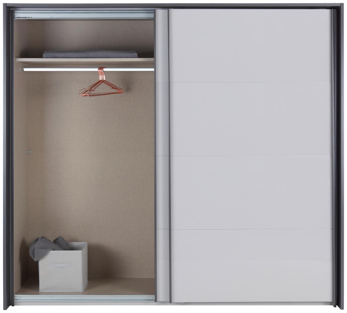 Schwebetürenschrank Glasfront 181 Cm Feldkirch 9, Grau - Dunkelgrau/Grau Hochglanz, MODERN, Glas/Holzwerkstoff (181/210/62cm)