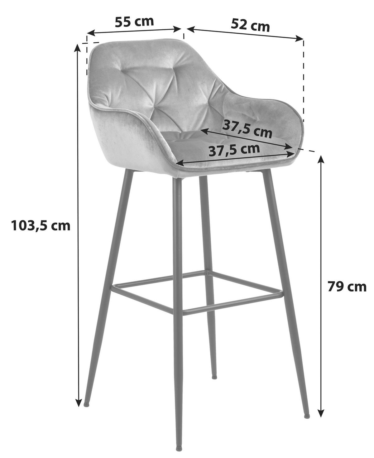 Barová židle Brooke růžová - růžová/černá, Konvenční, kov/textil (55/103,5/52cm) - Livetastic