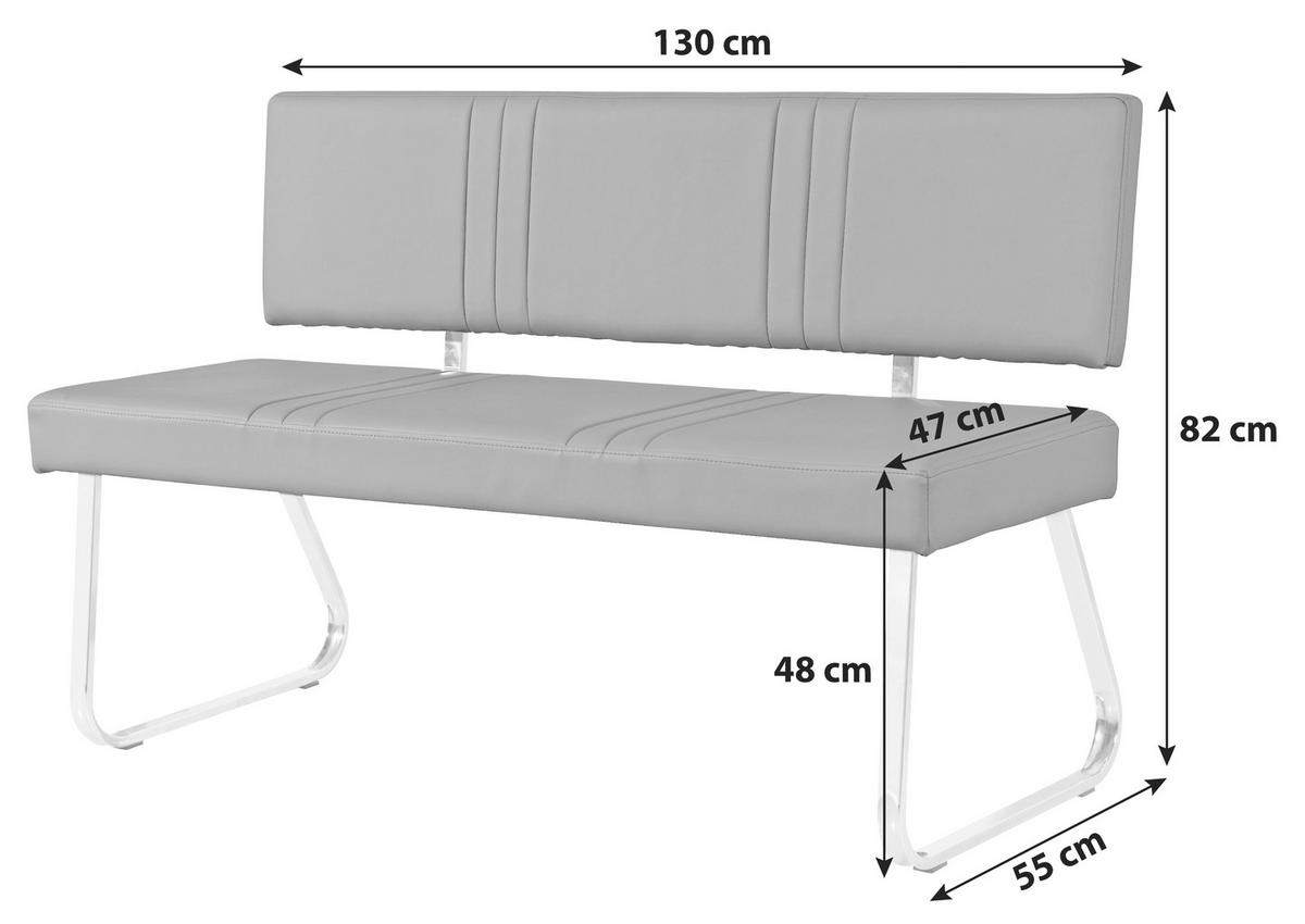 Sitzbank mit Lehne Gepolstert Schwarz Berlin II B: 130 cm - Chromfarben/Schwarz, KONVENTIONELL, Textil/Metall (130/82/55cm)
