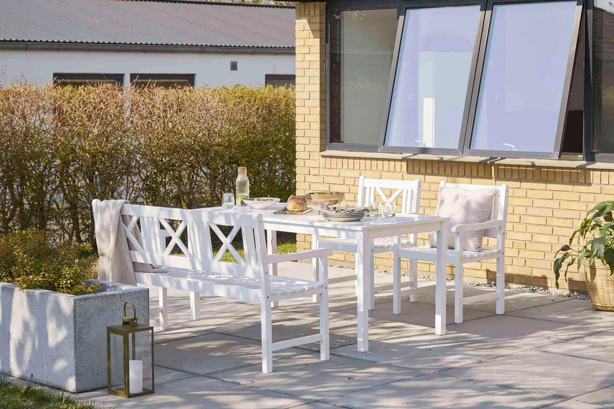 Gartensessel Rosenborg, weiß 59x89x59 cm, Echtholz - Weiß Hochglanz, Natur, Holz (59/89/59cm) - Gardenson