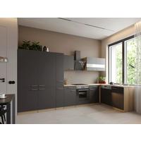 ECKKÜCHE Merle, Grau S: 370x172 cm - Eichefarben/Grau, Trend, Holzwerkstoff (370/172cm) - Respekta