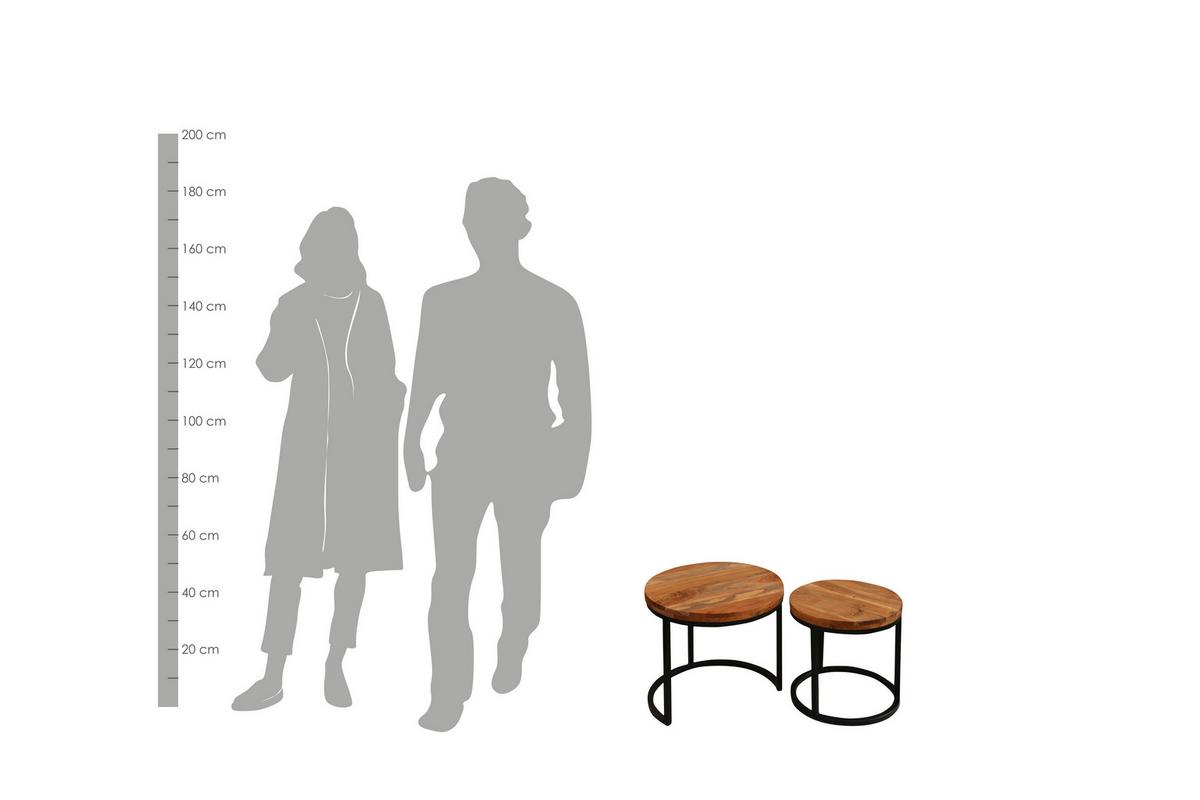 Satztisch Selma B: 40-50cm Akaziefarben - Schwarz/Akaziefarben, MODERN, Holz/Metall - MID.YOU