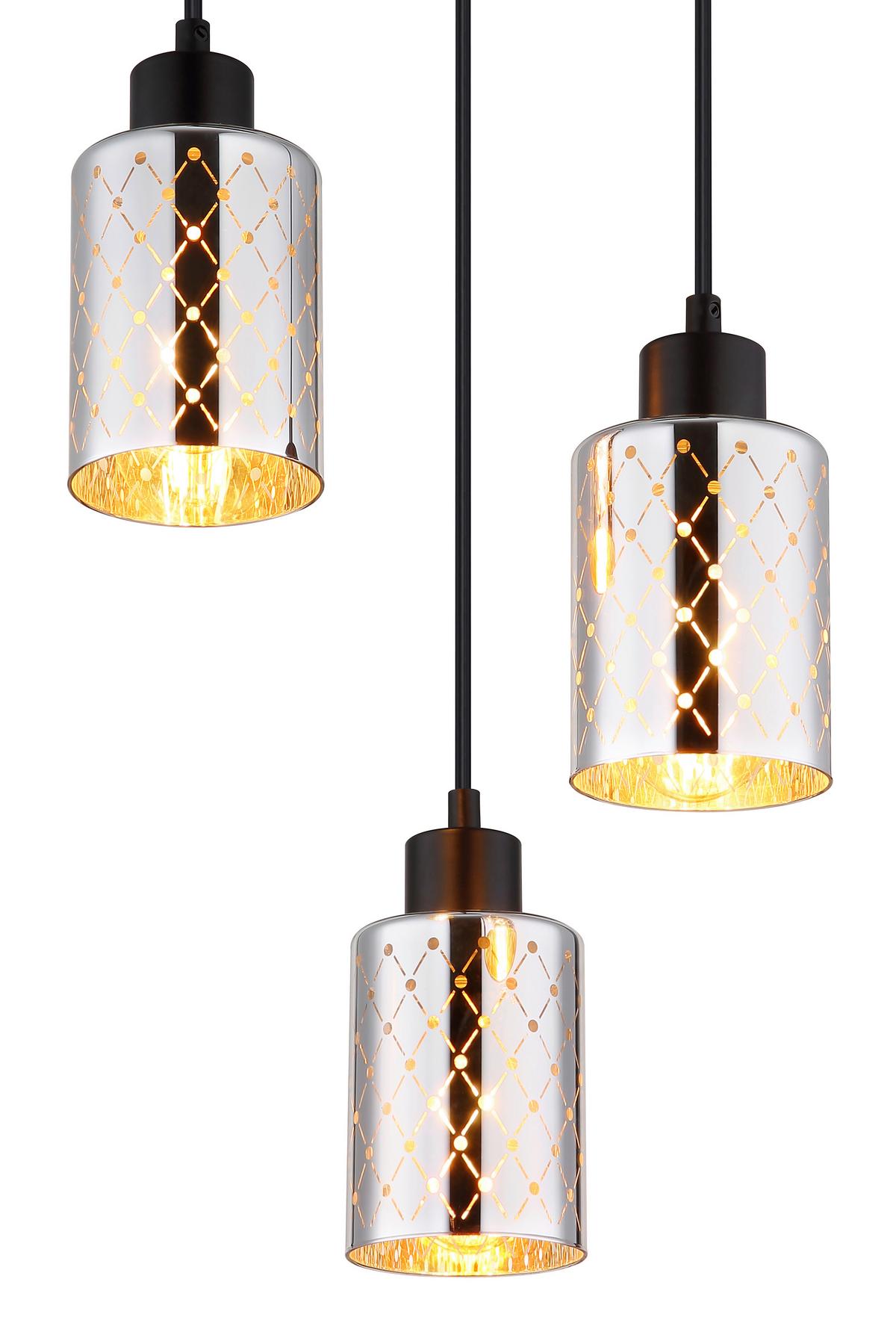 HÄNGELEUCHTE Exkl. 3xE27 40W - Klar/Chromfarben, Basics, Glas/Kunststoff (29/120cm) - Globo