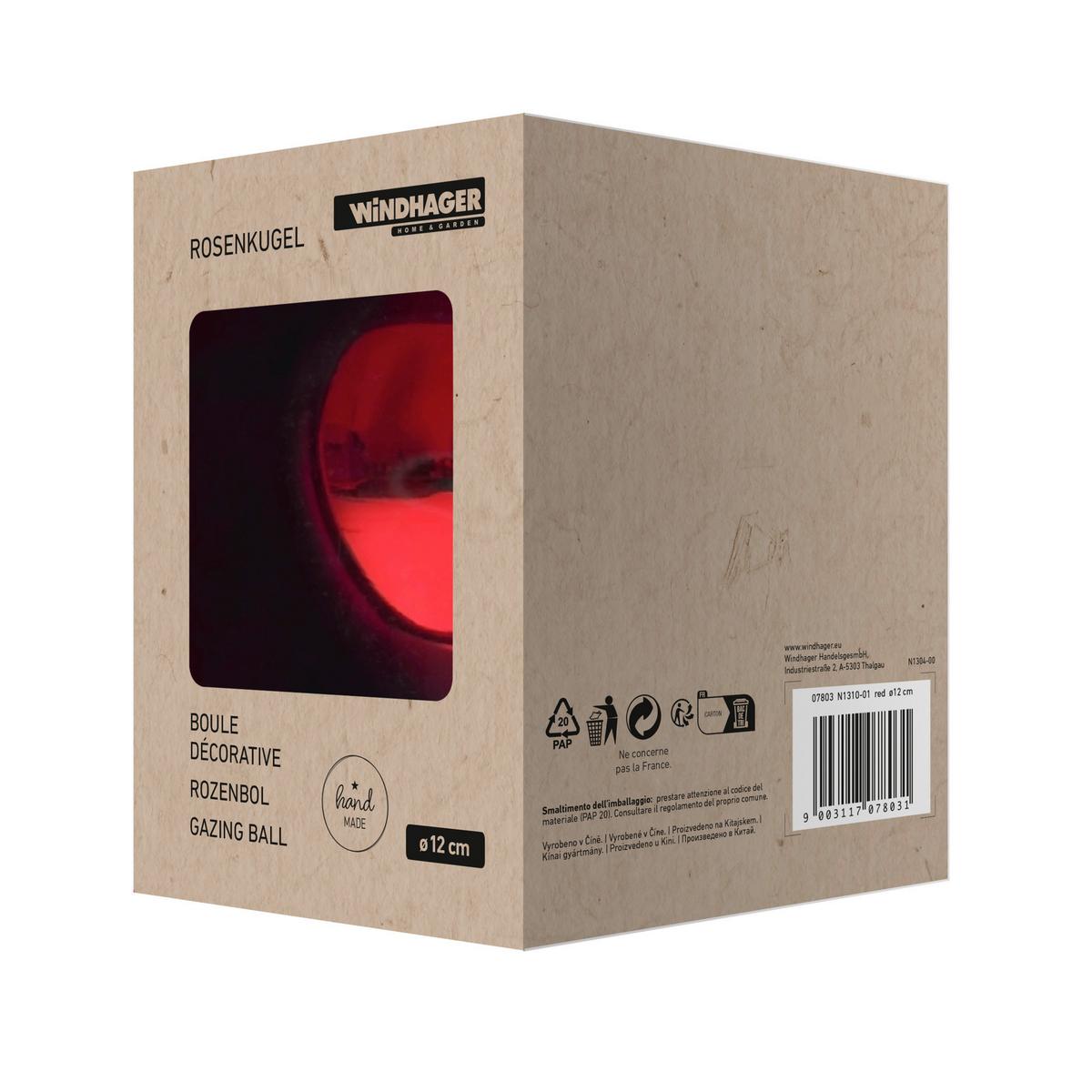 Rosenkugel Rot, D: 12 Cm - Rot, Basics, Glas (12cm) - Windhager