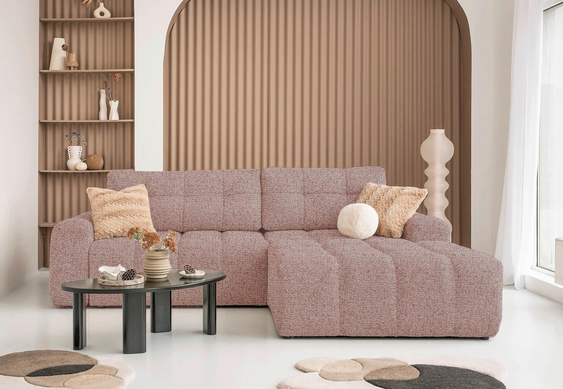 Ecksofa Lulu Rot S: 268x184cm - Rot/Schwarz, Design, Textil (268/184cm) - MID.YOU