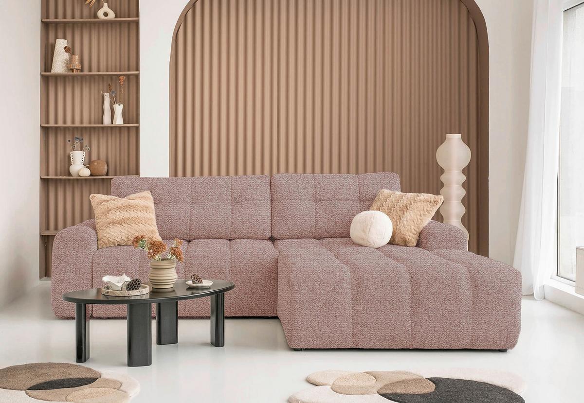 Ecksofa Lulu Rot S: 268x184cm - Rot/Schwarz, Design, Textil (268/184cm) - MID.YOU