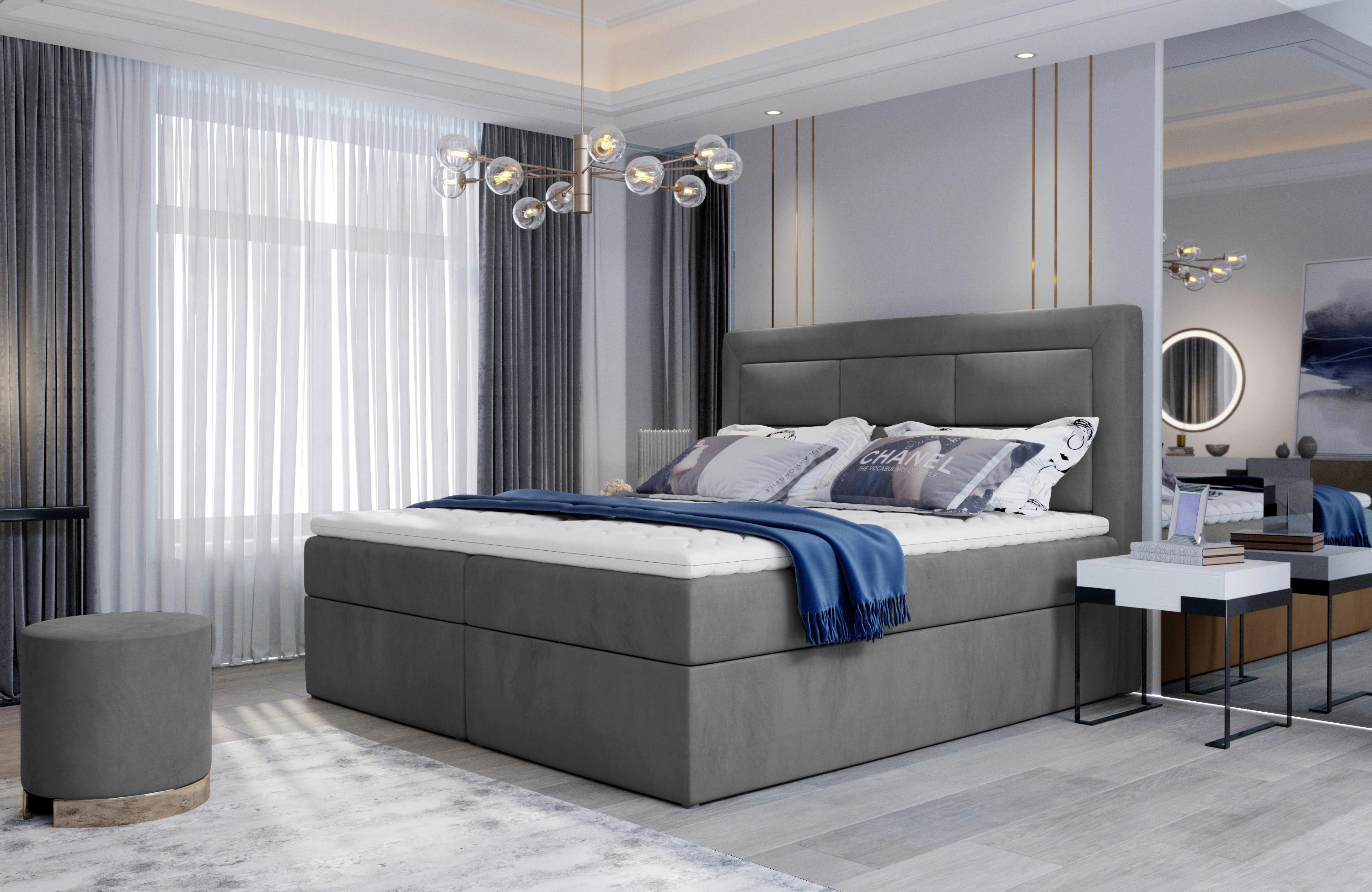 Boxbett Vivre Grau Lf: 180x200 cm - Silberfarben/Grau, MODERN, Holz/Textil (180/200cm) - MID.YOU