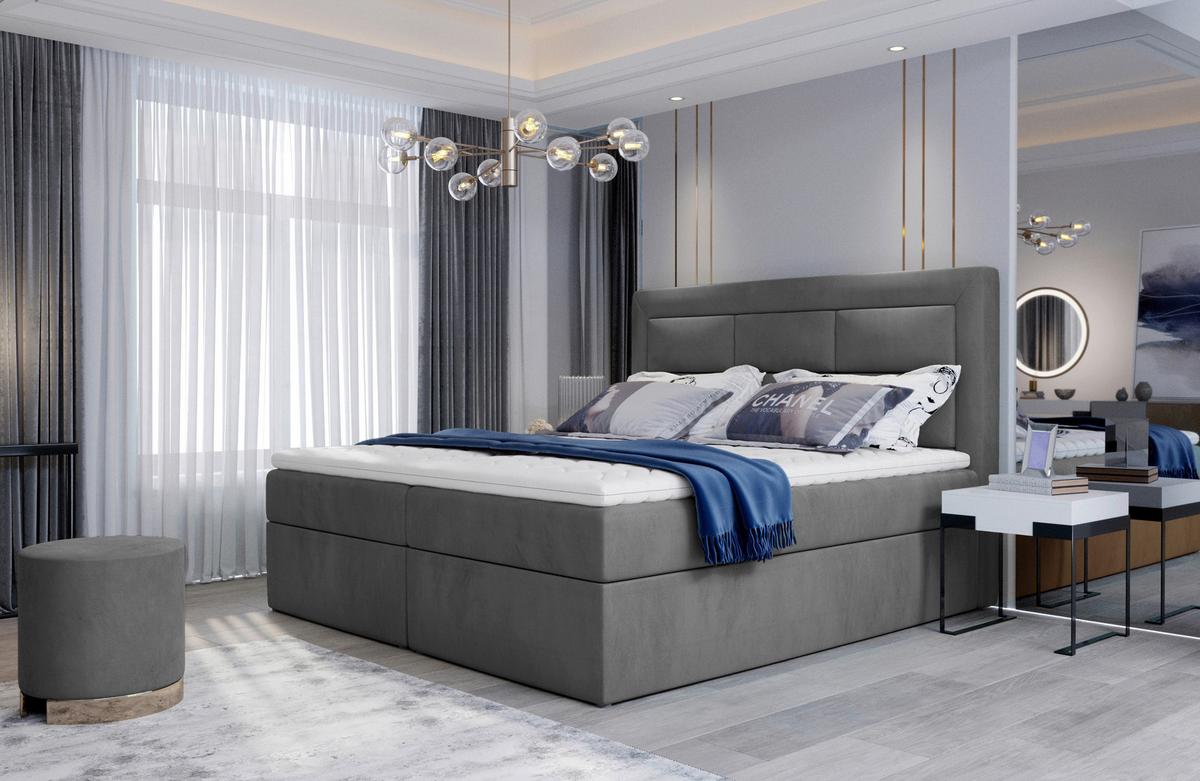 Boxbett Vivre Grau Lf: 180x200 cm - Silberfarben/Grau, MODERN, Holz/Textil (180/200cm) - MID.YOU