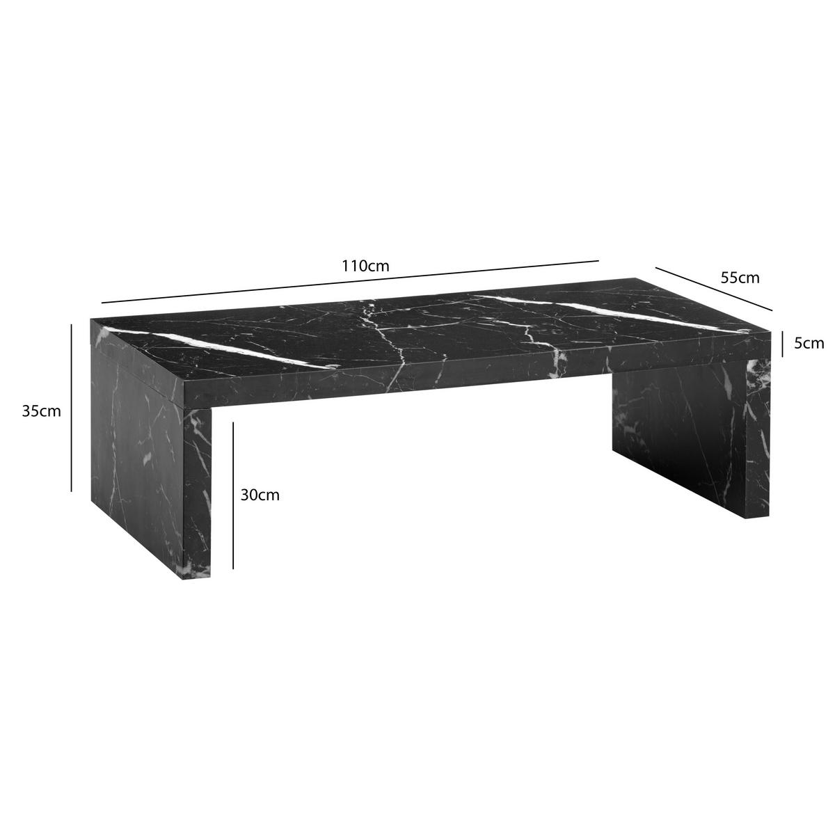 Couchtisch Schwarz L: 110 cm - Schwarz, Design, Holzwerkstoff (110/55/35cm) - Livetastic