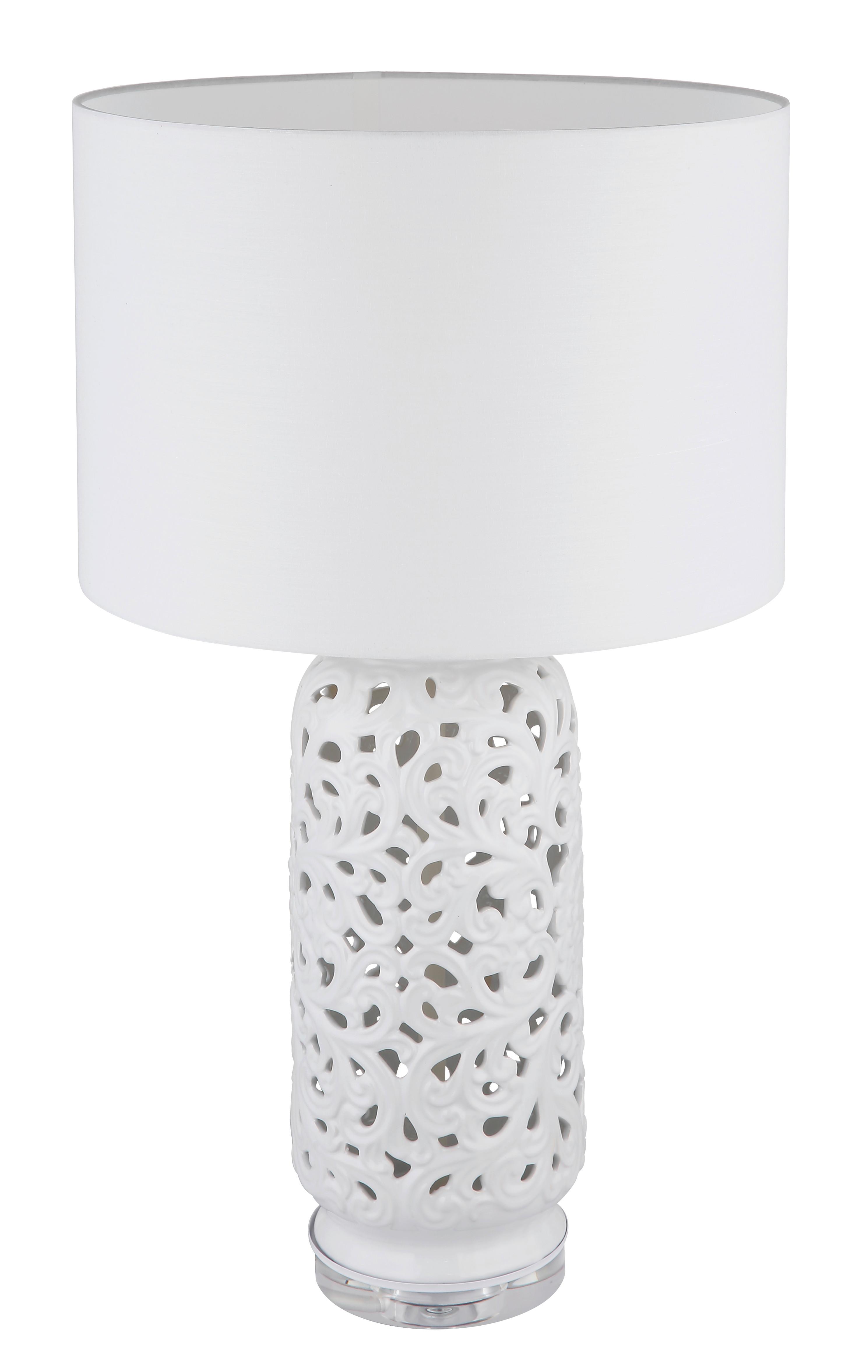 Tischleuchte 24144w - Weiß, KONVENTIONELL, Keramik/Textil (40/71cm) - Globo