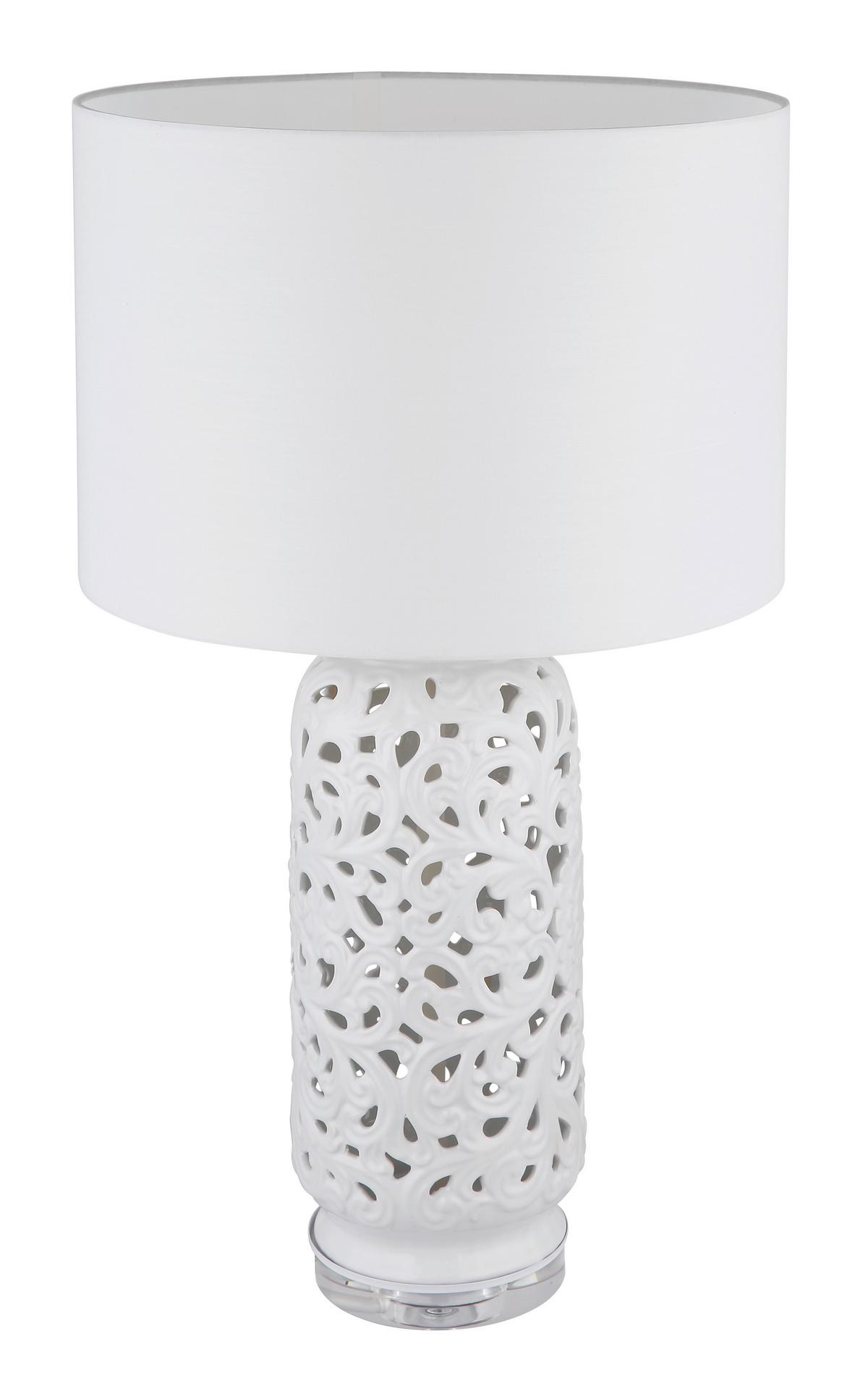 Tischleuchte 24144w - Weiß, KONVENTIONELL, Keramik/Textil (40/71cm) - Globo