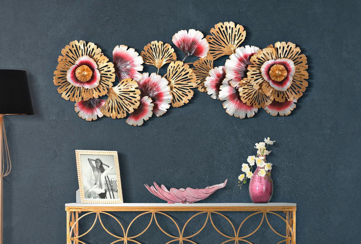 Wanddeko Color A Gold, Rosa, Weiß B: 130 cm - Goldfarben/Rosa, Basics, Metall (130/54/5.5cm)