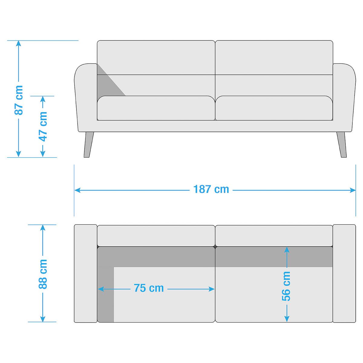 2,5-Sitzer Tromso Gelb B: 187 cm - Gelb/Buchefarben, Design, Textil (187/87/88cm) - Livetastic