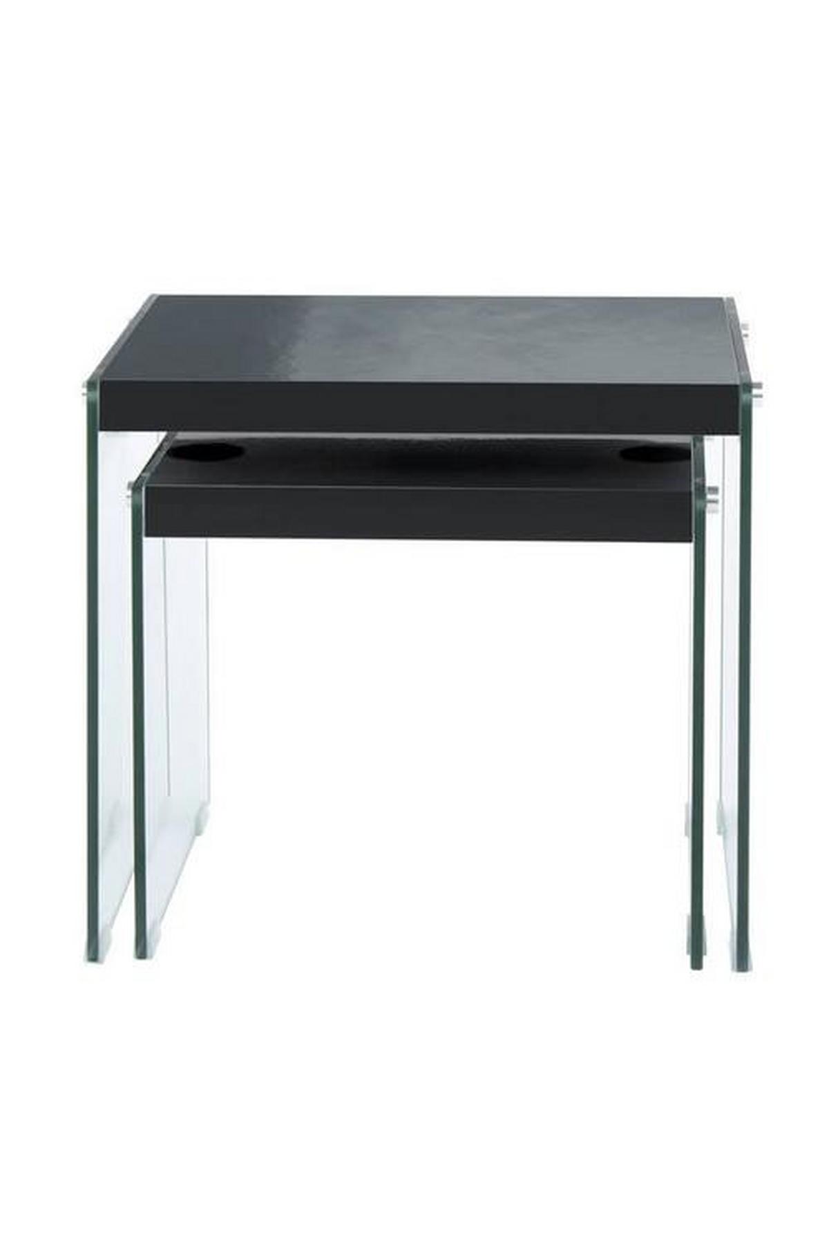 Beistelltisch 2er-set Elementary Glas, Schwarz - Klar/Schwarz, Basics, Glas/Holzwerkstoff - Kayoom