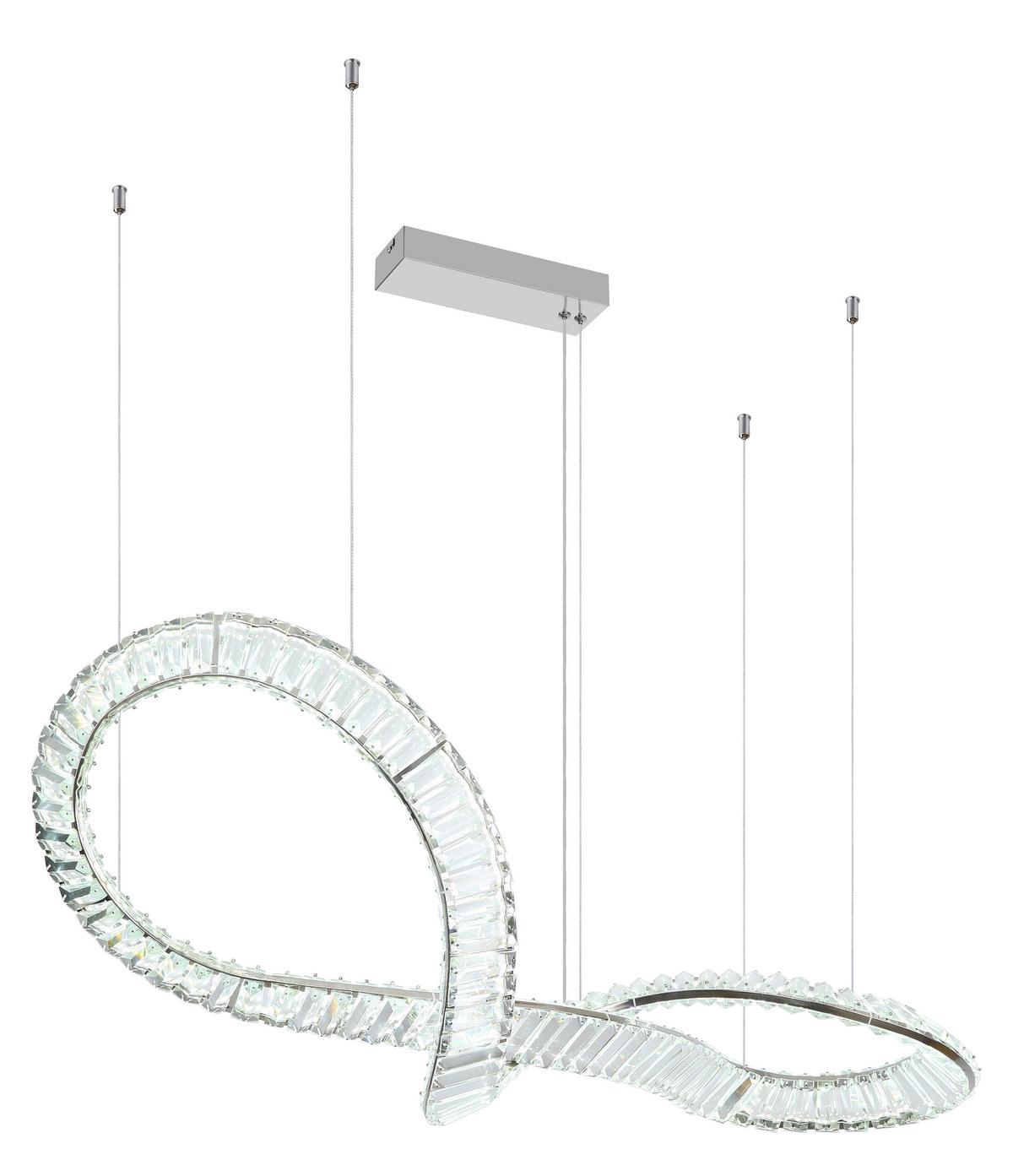 Hängeleuchte Neil Metall/Glas, ca. 110x33x120 cm - Klar/Chromfarben, Basics, Glas/Metall (110/33/120cm) - Globo