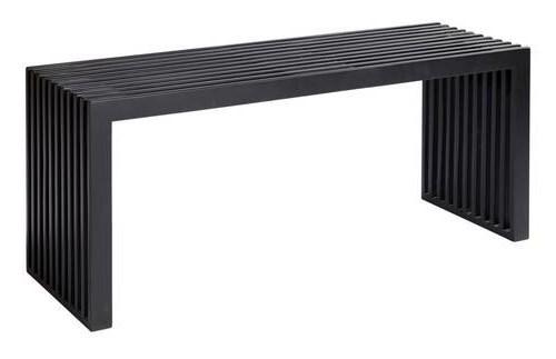 Sitzbank Schwarz Rib 104x43 cm - Schwarz, KONVENTIONELL, Holz (104/43/35cm) - MID.YOU