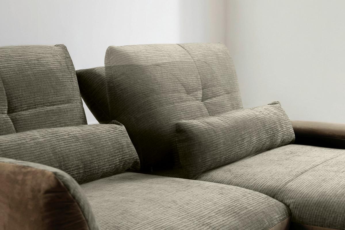 Ecksofa Dover Verstellbar Olivgrün 273x191-207 Cm - Schwarz/Olivgrün, Trend, Holz/Holzwerkstoff (273/191-207cm)