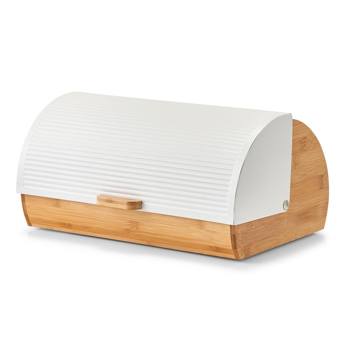 Brotkasten Naturfarben Weiß B: 39 cm - Weiß/Naturfarben, Basics, Holz/Metall (39/27/19cm) - Zeller Present