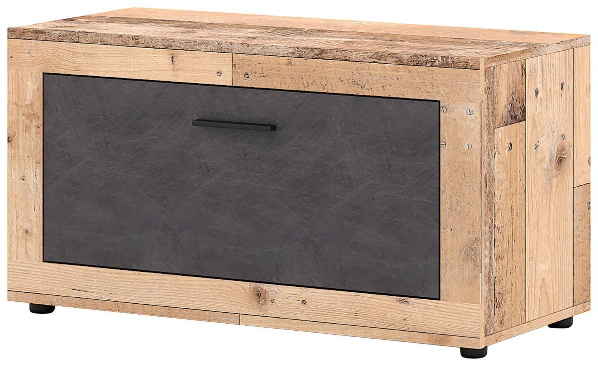 Garderobenbank Luna 2 - Graphitfarben/Schwarz, Design, Holzwerkstoff/Kunststoff (88,9/48/40cm) - MID.YOU