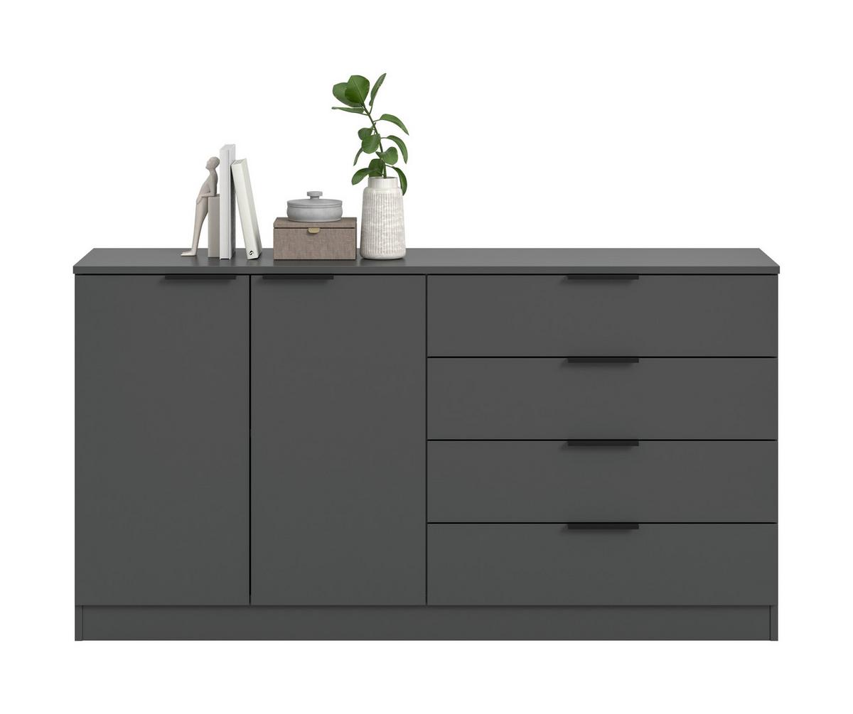 Kommode Kopenhagen Anthrazit, B: 148 Cm - Anthrazit/Schwarz, Design, Holzwerkstoff (148/80/35cm) - Livetastic