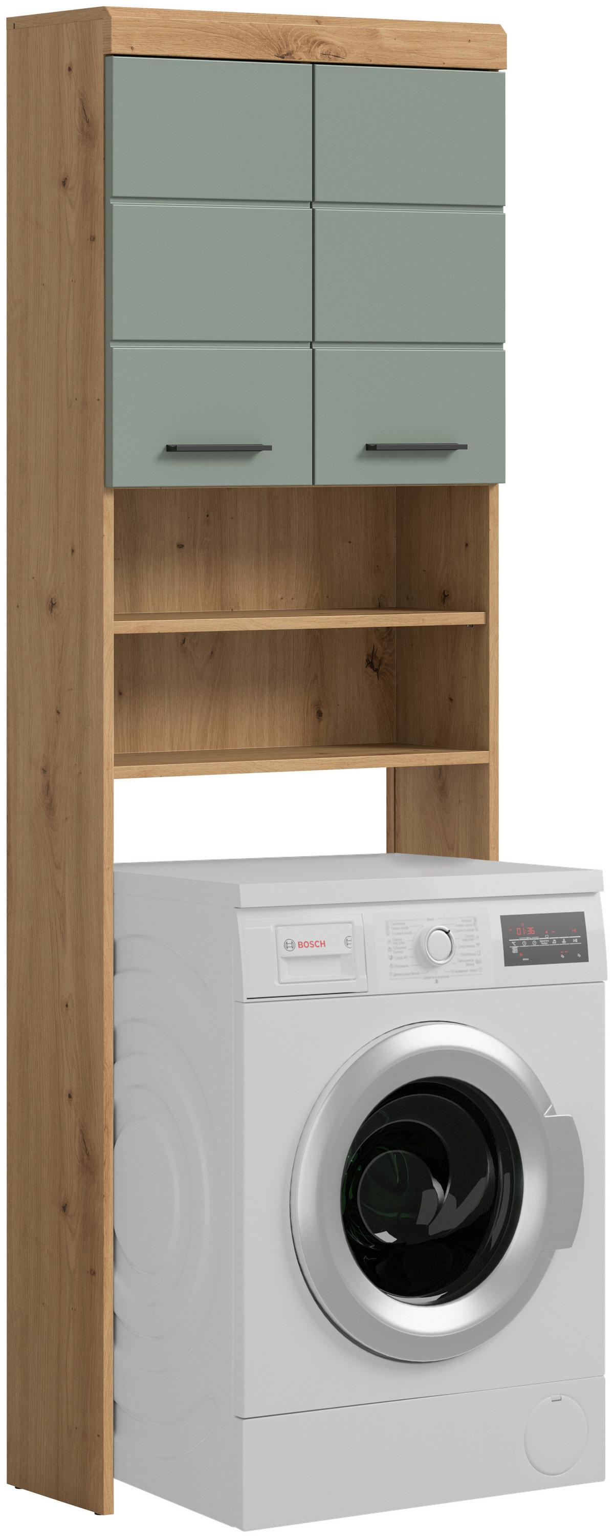 Waschmaschinenschrank Scout Eiche Artisan Dekor Salbeigrün - Salbeigrün/Schwarz, MODERN, Holzwerkstoff (63/191/24cm) - MID.YOU