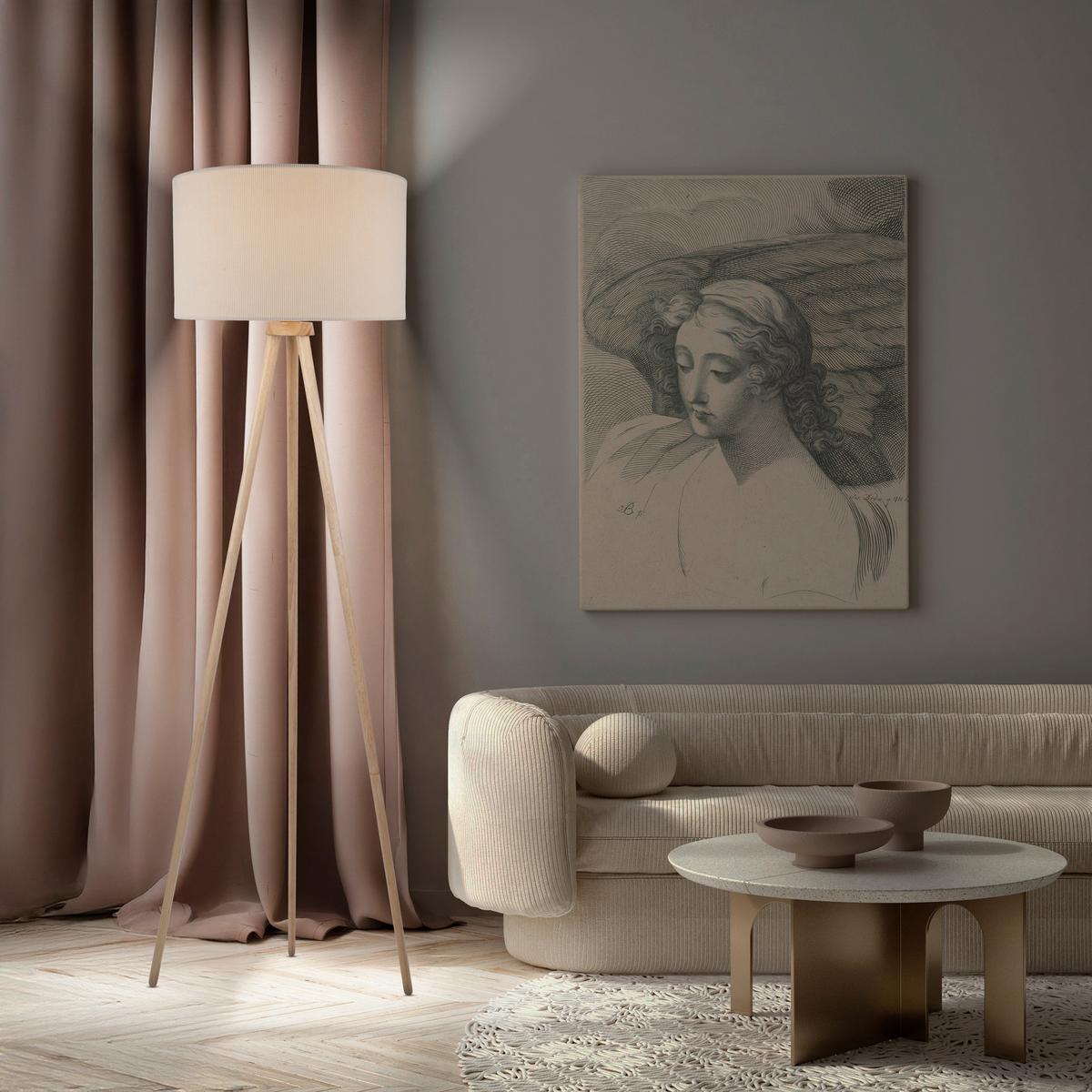 Stehleuchte Perlmutt, E27 - Perlmutt, Trend, Holz/Metall (61,6/152cm) - Näve