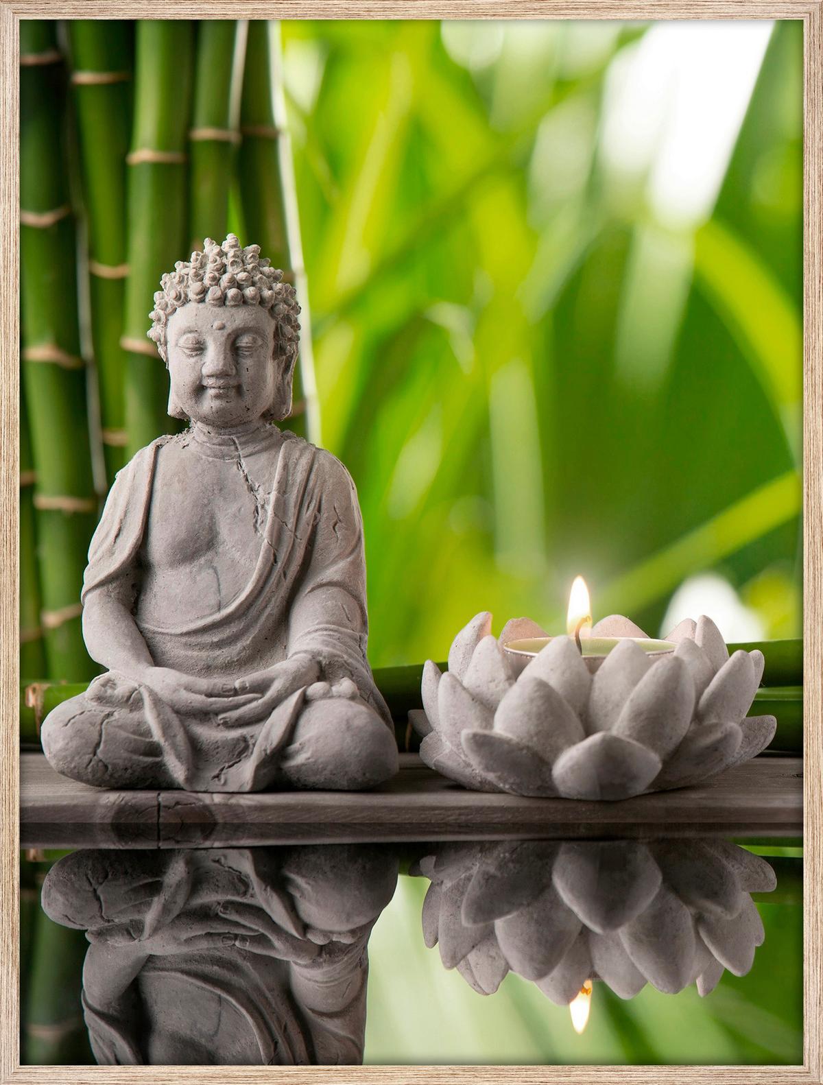 Glasbild Petra - Eichefarben/Multicolor, KONVENTIONELL, Glas/Holzwerkstoff (60/80cm) - Luca Bessoni