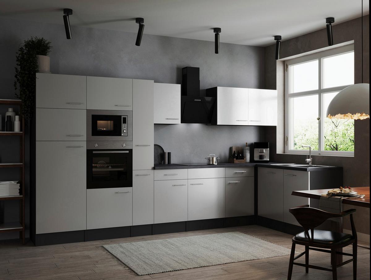 Eckküche Oliver Grau, Weiß S: 370x172 Cm - Weiß/Grau, Design, Holzwerkstoff (370/172cm) - Respekta