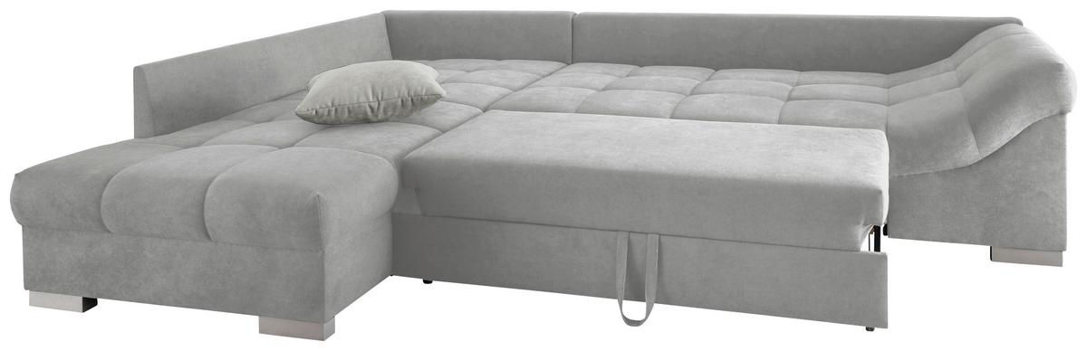 Eckschlafsofa Alvito Hellgrau S: 202/298 cm - Silberfarben/Hellgrau, Design, Textil (202/298cm) - MID.YOU