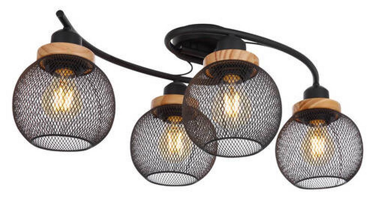 Deckenleuchte L: 60 Cm Aus Holz & Metall - Schwarz/Braun, Basics, Holz/Metall (60/35/22cm) - Globo