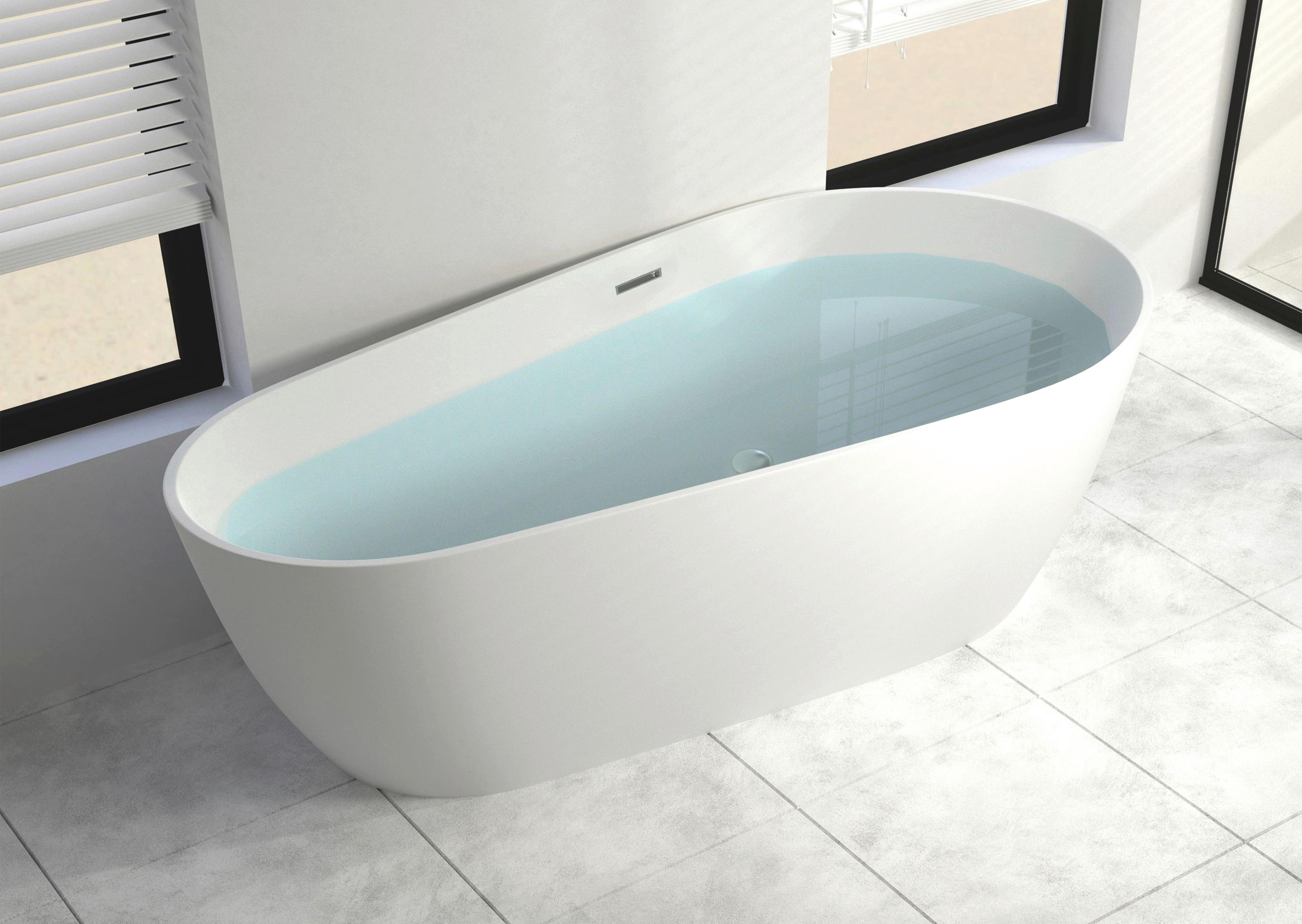 Badewanne Freistehend Weiß - Weiß, KONVENTIONELL, Kunststoff (170/75/58cm)