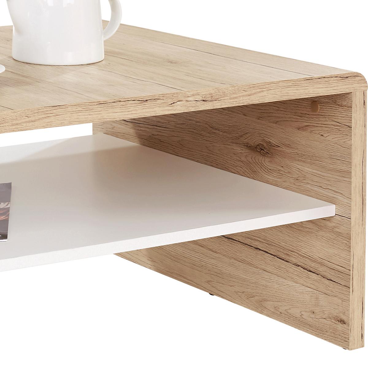 Dohányzóasztal Cala Luna - San Remo tölgy/fehér, Modern, faalapú anyag (100/40/59cm)