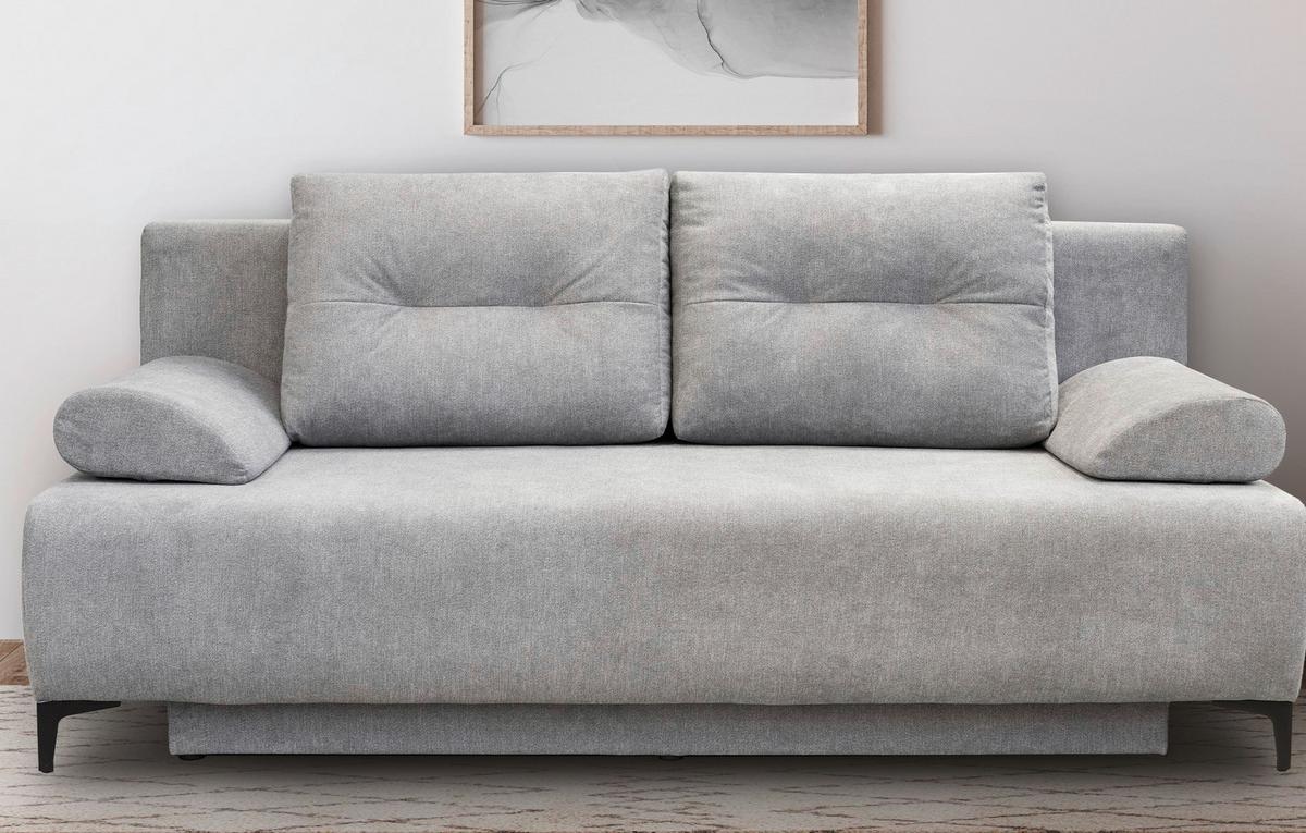 Boxspringová pohovka VIERA, světle šedá - černá/světle šedá, Moderní, kov/textil (201/100/105cm)