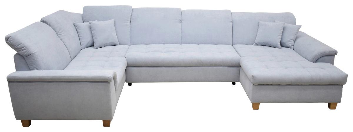Wohnlandschaft Franzi Kopfteil Verstellbar Pastellblau - Pastellblau/Eichefarben, KONVENTIONELL, Textil (214/352/170cm) - MID.YOU