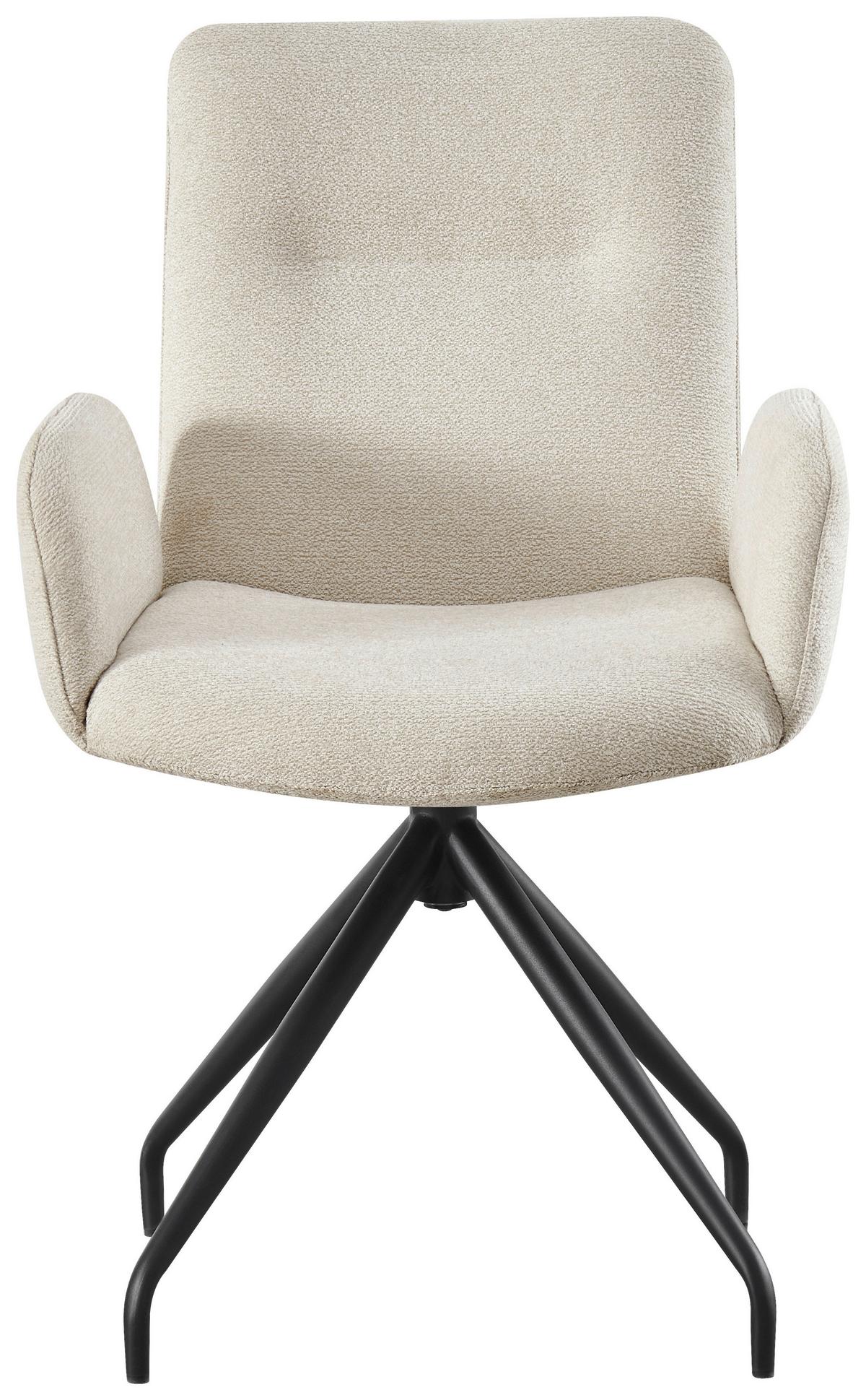 Armlehnstuhl Sigrun Webstoff Beige 360° drehbar - Beige/Schwarz, MODERN, Textil/Metall (57/89/62cm) - MID.YOU