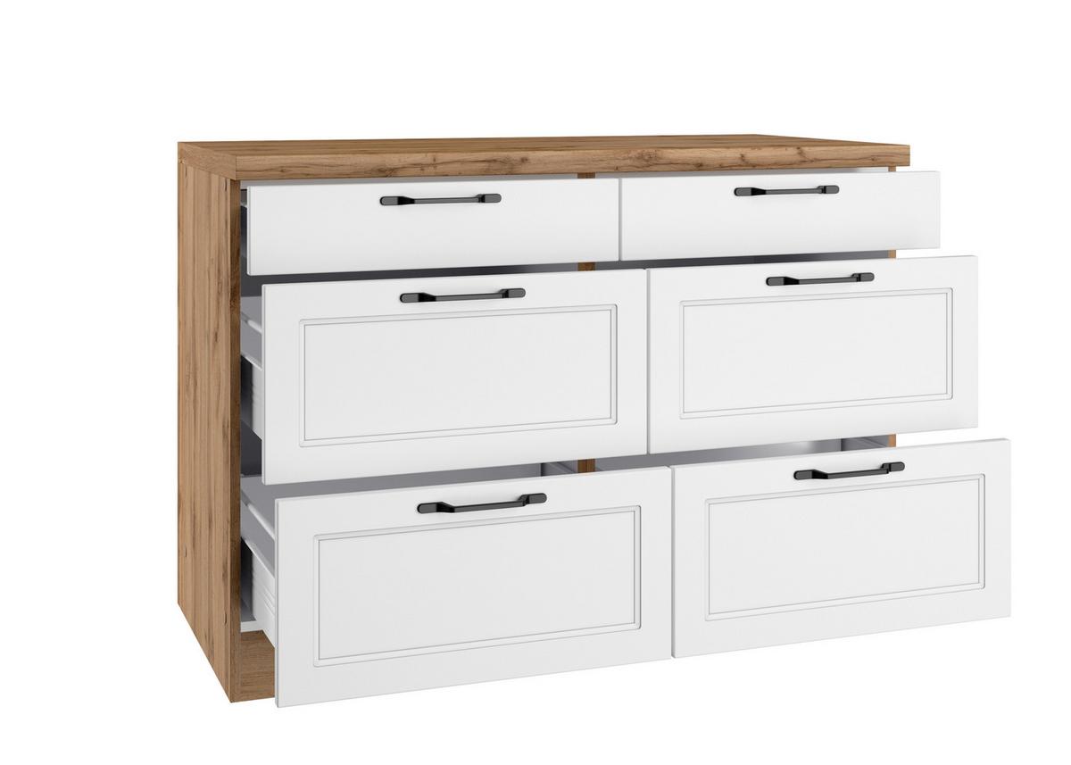 Küchenunterschrank Meran B: 120 cm Weiß/Eiche Dekor - Eiche Wotan/Weiß, LIFESTYLE, Holzwerkstoff (120/86/60cm) - Held