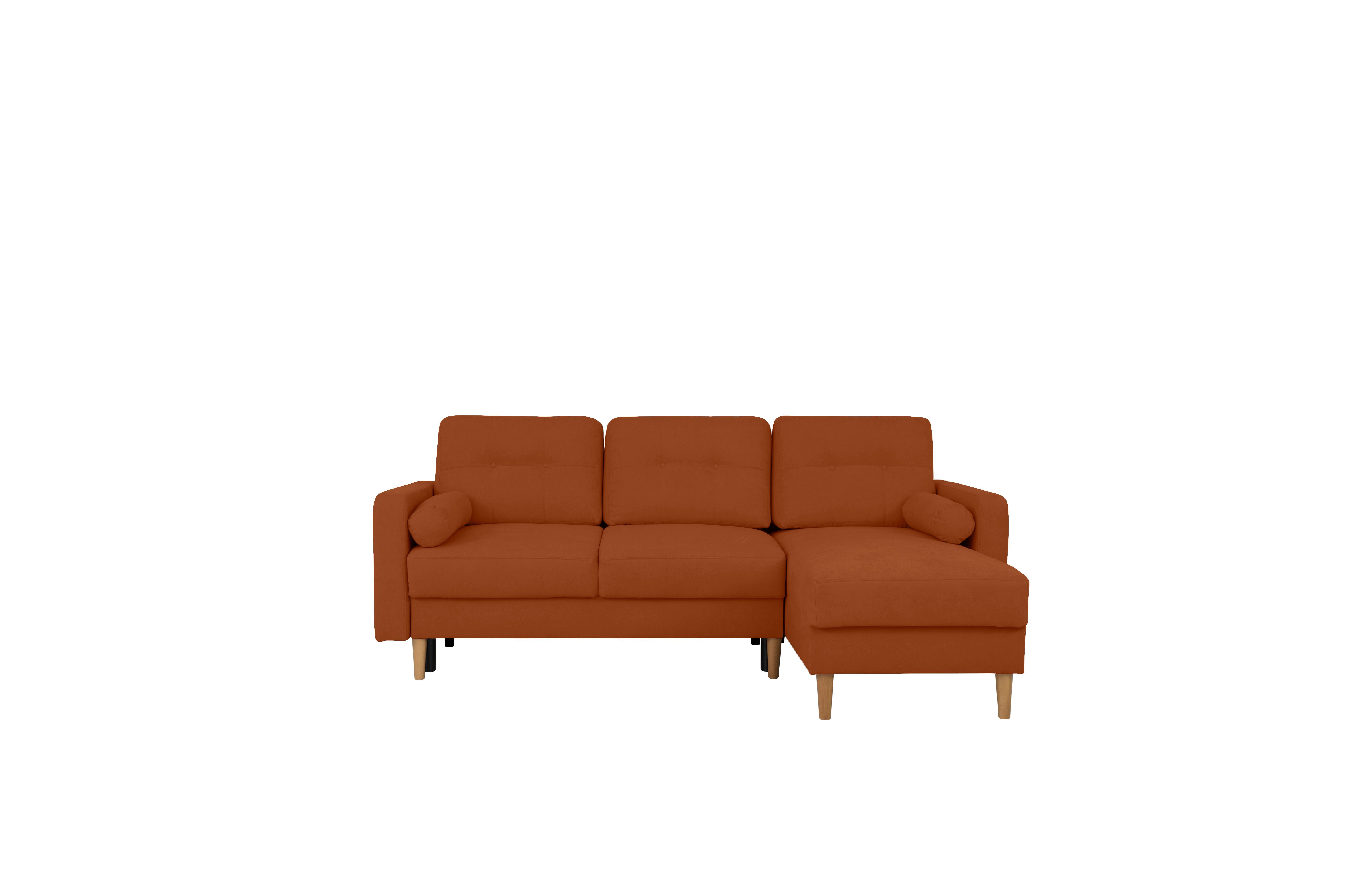 Ecksofa Noret Terracotta S: 223x157 Cm - Buchefarben/Terracotta, Design, Textil (223/157cm) - MID.YOU
