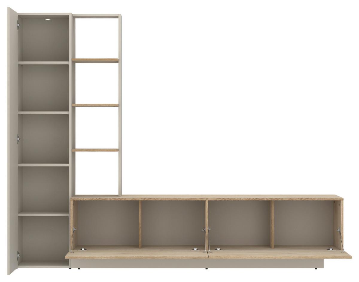 Wohnwand Roda Eichefarben/Kaschmir B: 230 cm - Kaschmir/Eichefarben, Trend, Holzwerkstoff (230/180,3/41,6cm) - MID.YOU