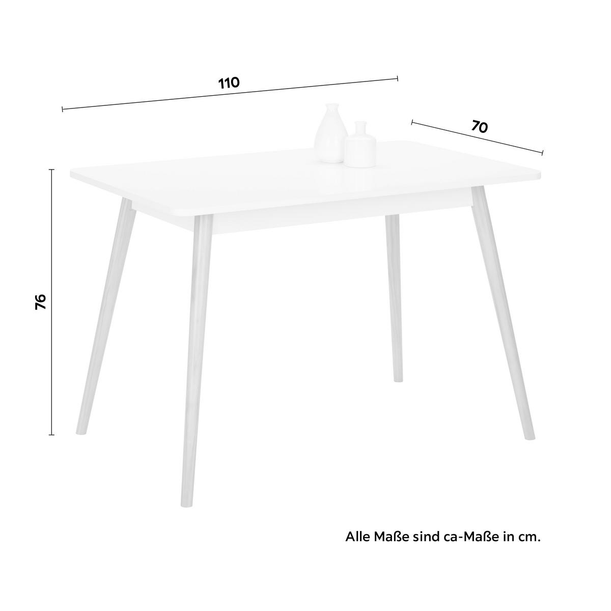 Jedálenský stôl 110 - biela/prírodná farba, Modern, drevo/kompozitné drevo (110/76/70cm) - Based