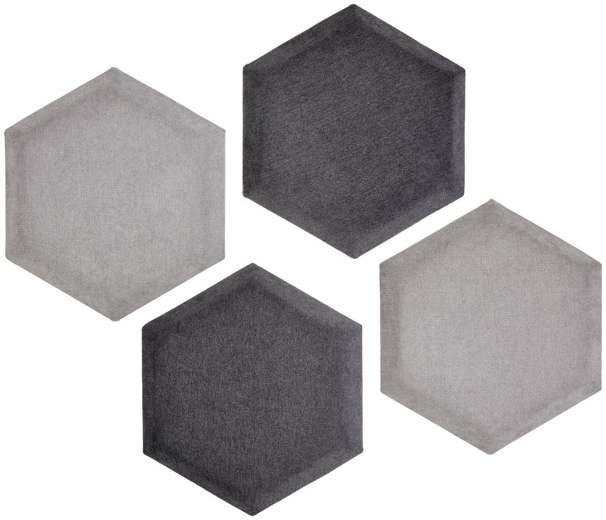 čalouněný panel 2ks, 36x32cm hexagon, antracitová - antracitová, Basics, textil (36/32/4cm) - MID.YOU