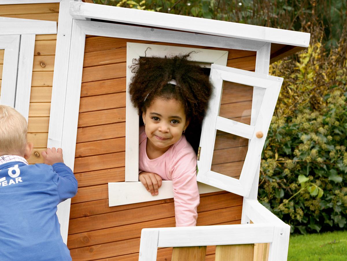 Spielhaus A030.107.01 - Braun/Weiß, KONVENTIONELL, Holz (220/174/193cm) - Ambia Garden