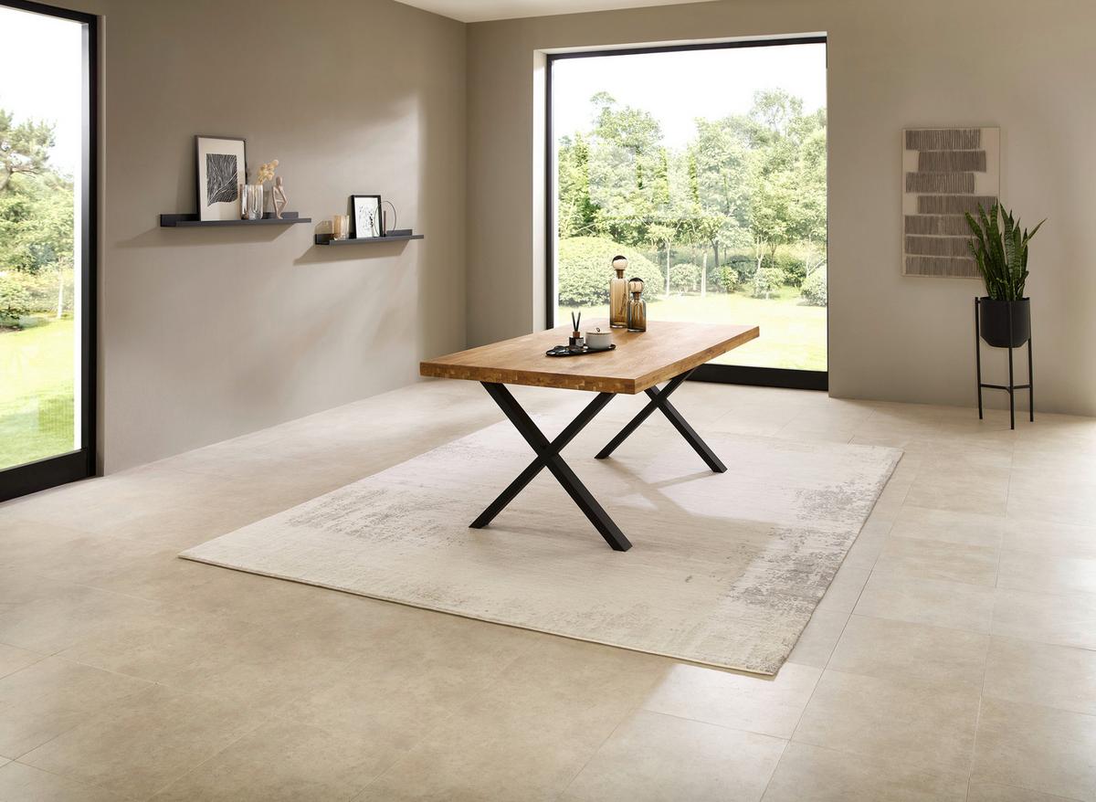 Esstisch Chris X 180x76x100 Cm Eiche/schwarz - Eichefarben/Schwarz, MODERN, Holz/Metall (180/100/76cm) - Livetastic