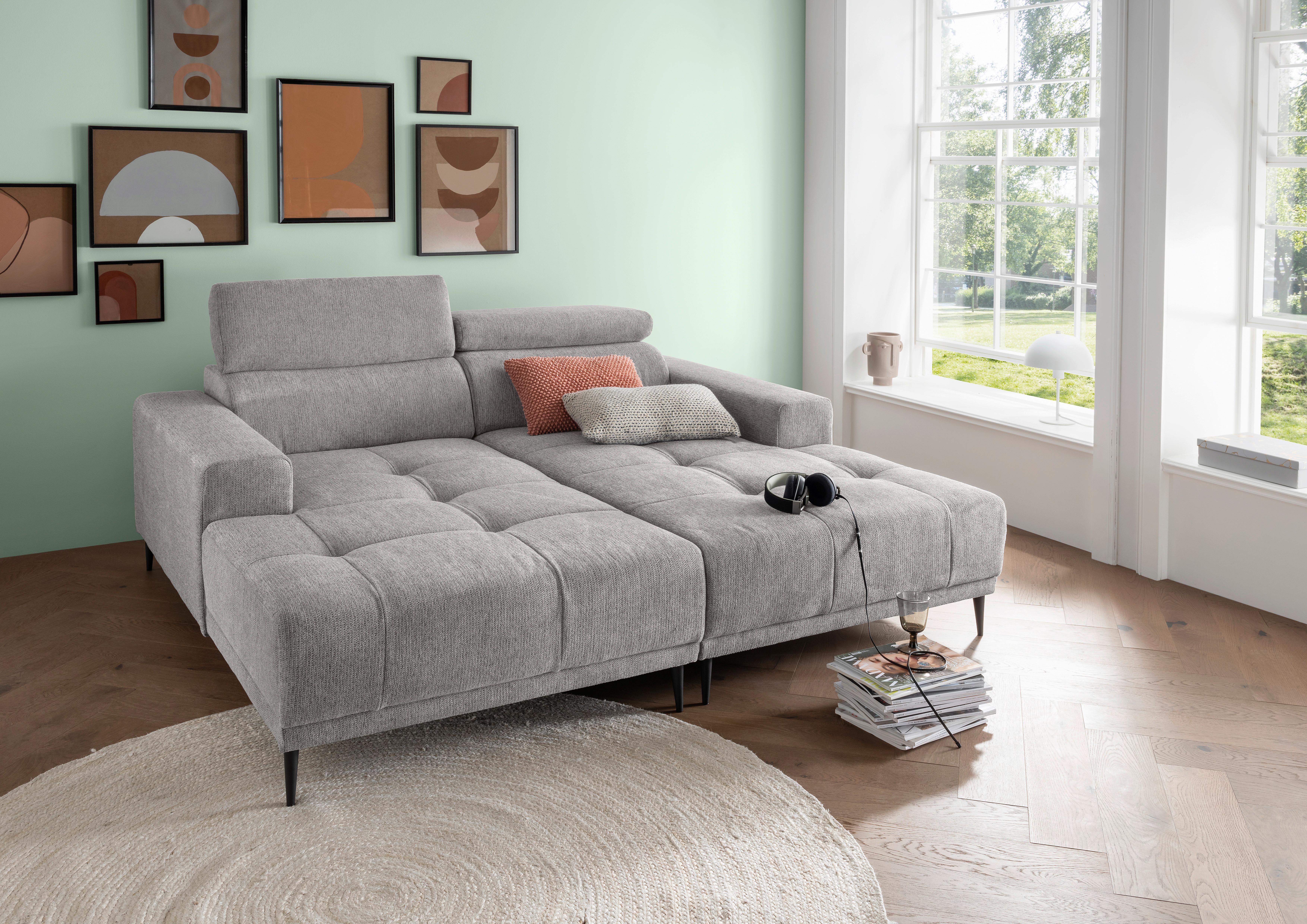 BIGSOFA Intera, Grau S: 200x188 cm - Schwarz/Grau, KONVENTIONELL, Textil (200/79-95/188cm) - P & B