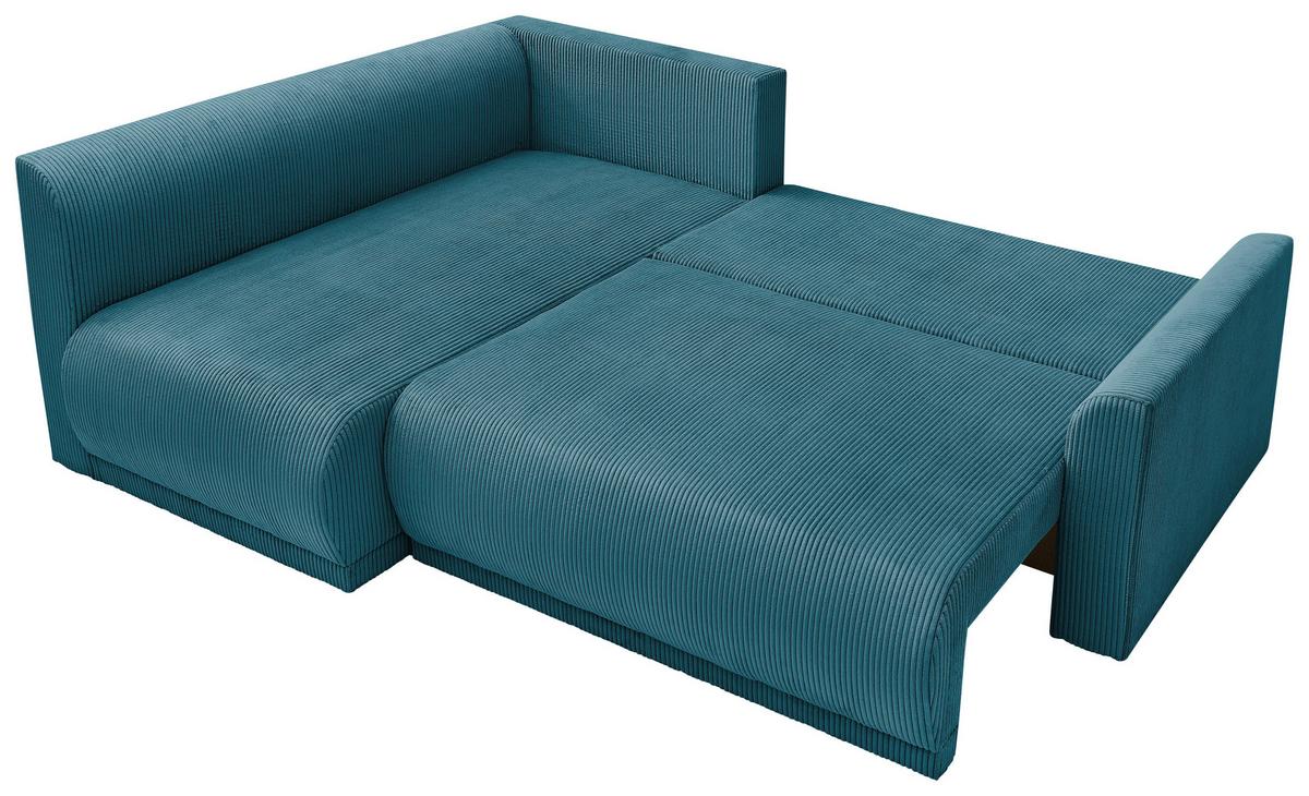 Rohová sedačka KIM L160, oboustranná, tyrkys. manšestr - černá/tyrkysová, Moderní, dřevo/textil (233/160cm)