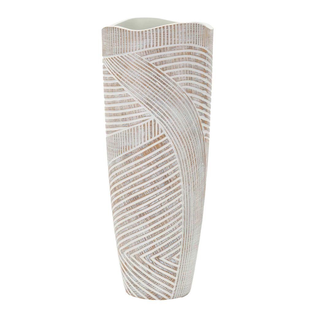 Vase Resin Wood Weiß B: 18 cm