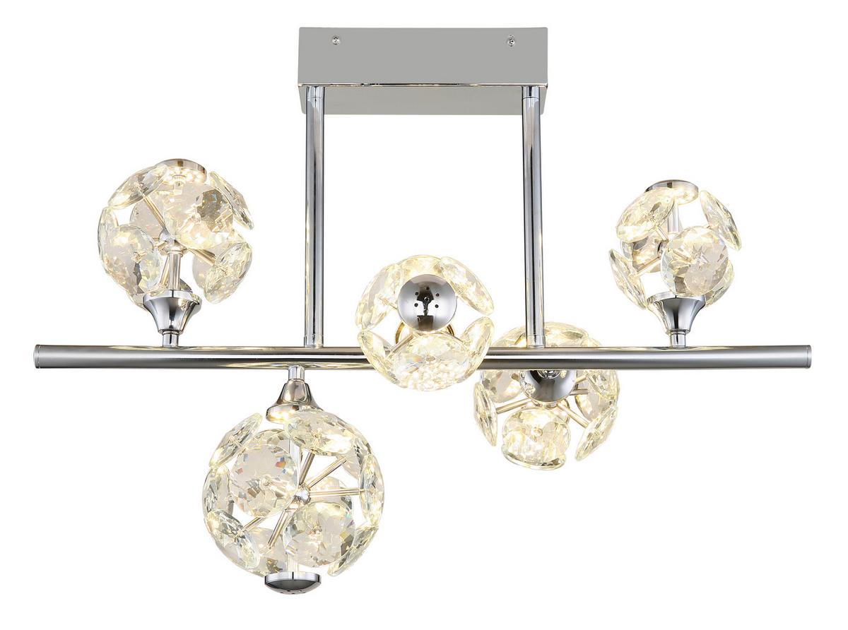 LED-Deckenleuchte Virina Klar Chromfarben L: 61 cm - Klar/Chromfarben, KONVENTIONELL, Glas/Metall (61/30/46cm) - Globo