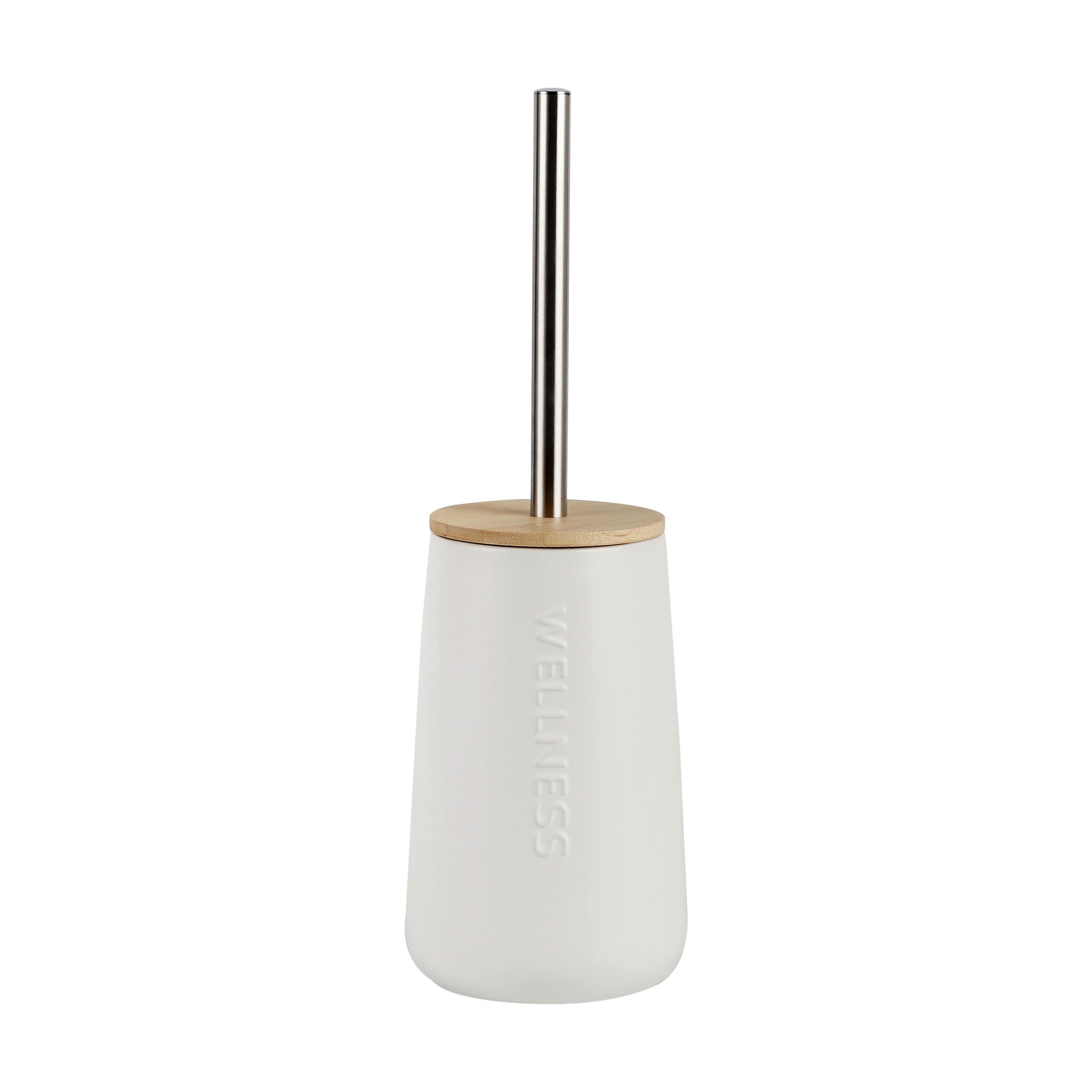 WC sada -štětka a držák EDNA - bílá/přírodní barvy, Moderní, kov/plast (12/34,2cm) - Mömax
