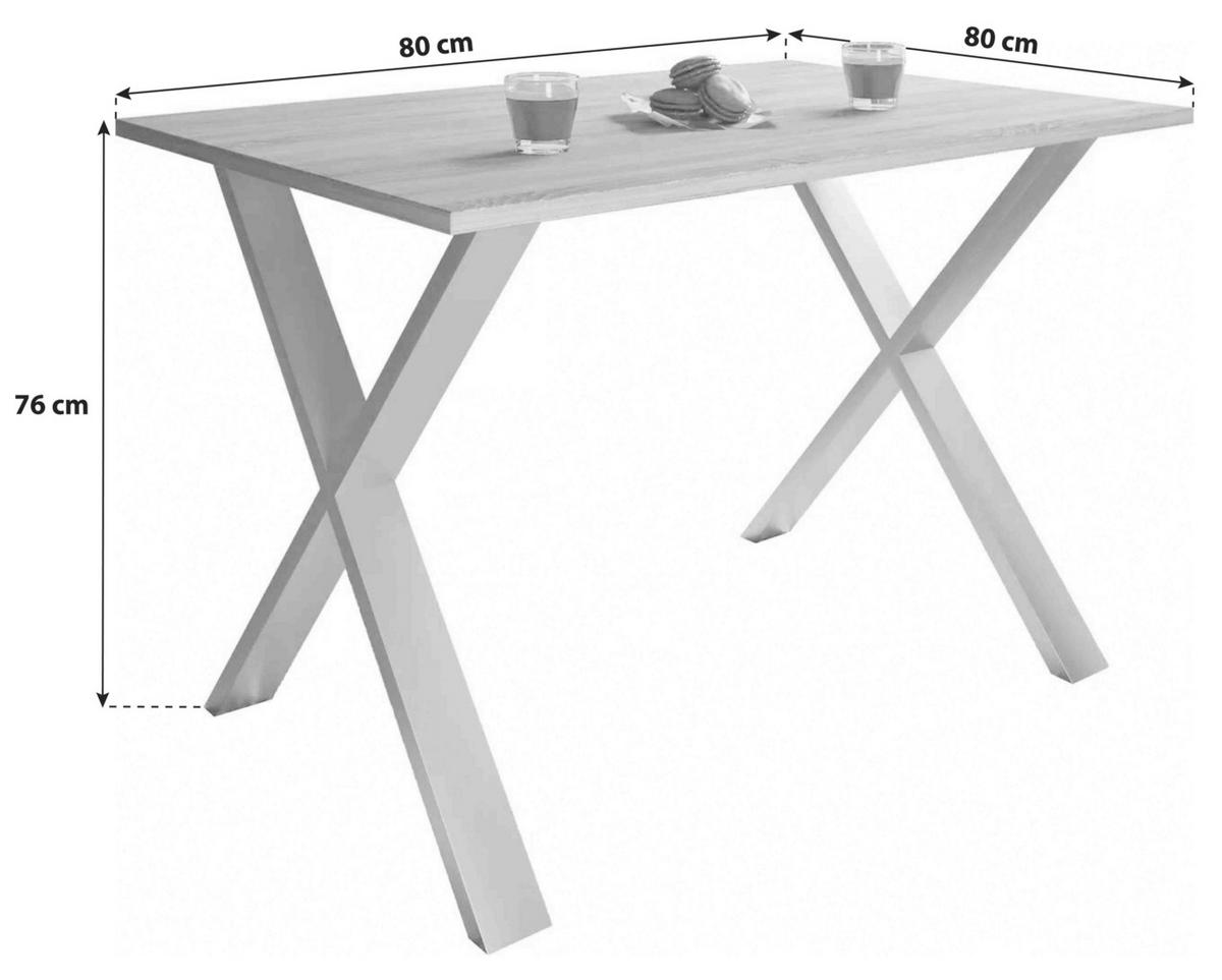Esstisch Xona 80x80 cm Schwarz/Weiß - Schwarz/Weiß, Basics, Holzwerkstoff (80/80/76cm) - MID.YOU