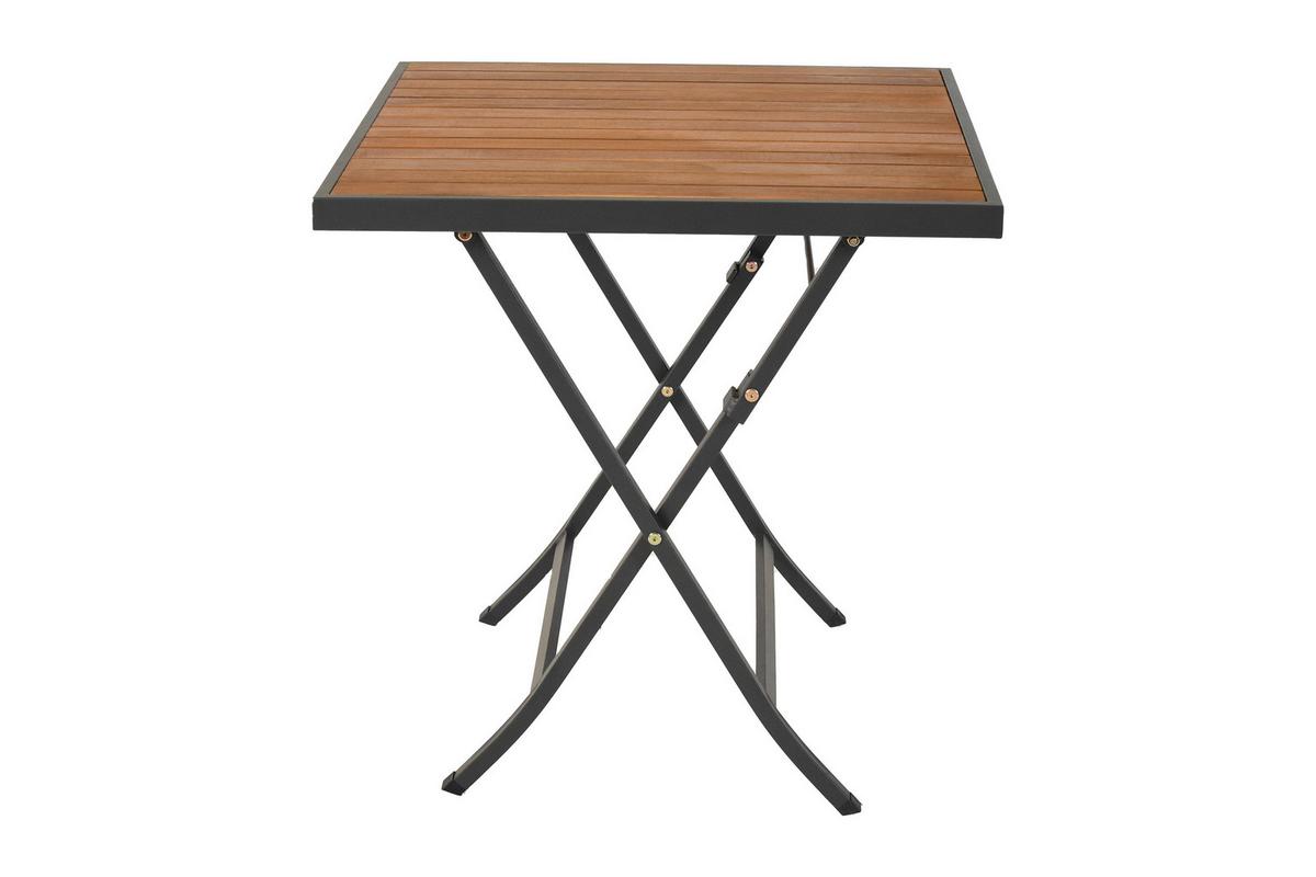 Balkonmöbel Set Delos 3 -Teilig. aus Holz, Metall - Graphitfarben, KONVENTIONELL, Holz/Metall - Gardenson